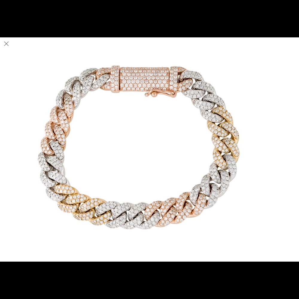 14k Diamond Cuban Link Bracelet 7.57ctw